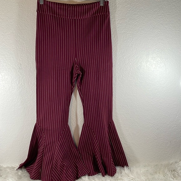 FREE PEOPLE Mari Ponte Knit Flare Casual Trouser Pants Winterberry Size 10 NWT - Picture 4 of 16